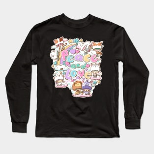 Peace and love preditors and prey in kawaii style Long Sleeve T-Shirt